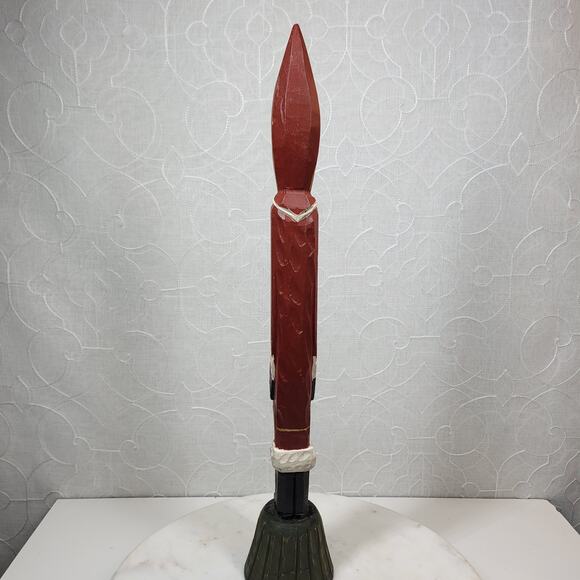 VINTAGE Wooden Pencil Santa Claus 19.5" Tall Rustic Christmas Holiday Figurine - Picture 10 of 13